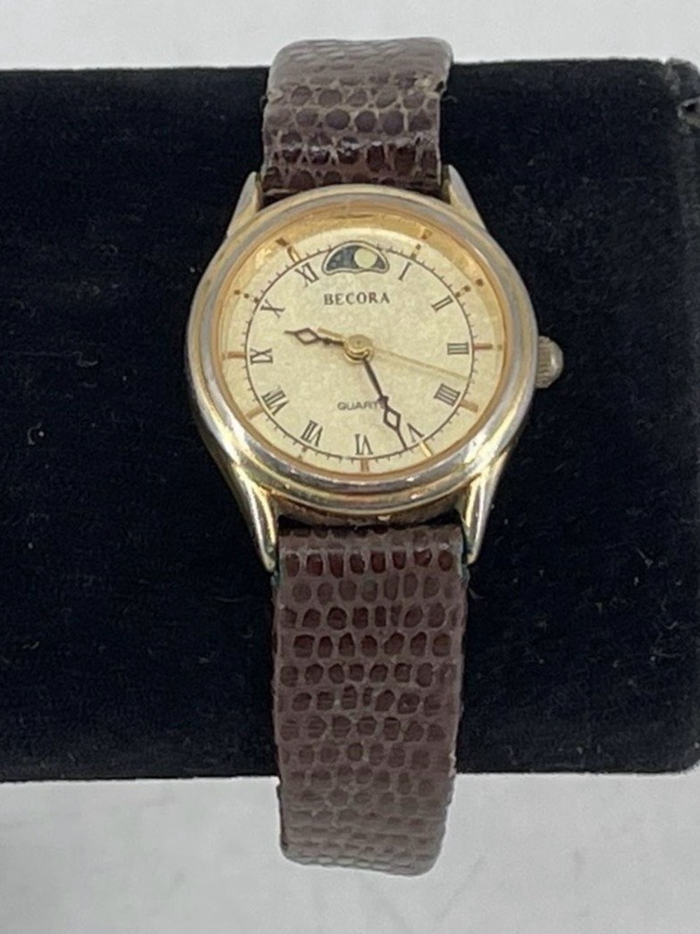 Women's Gold-Tone Watch with Brown Leather Strap